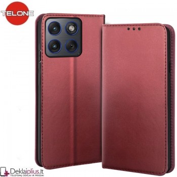 Telone atverčiamas dėklas - bordo spalvos (Motorola Edge 70 Fusion)